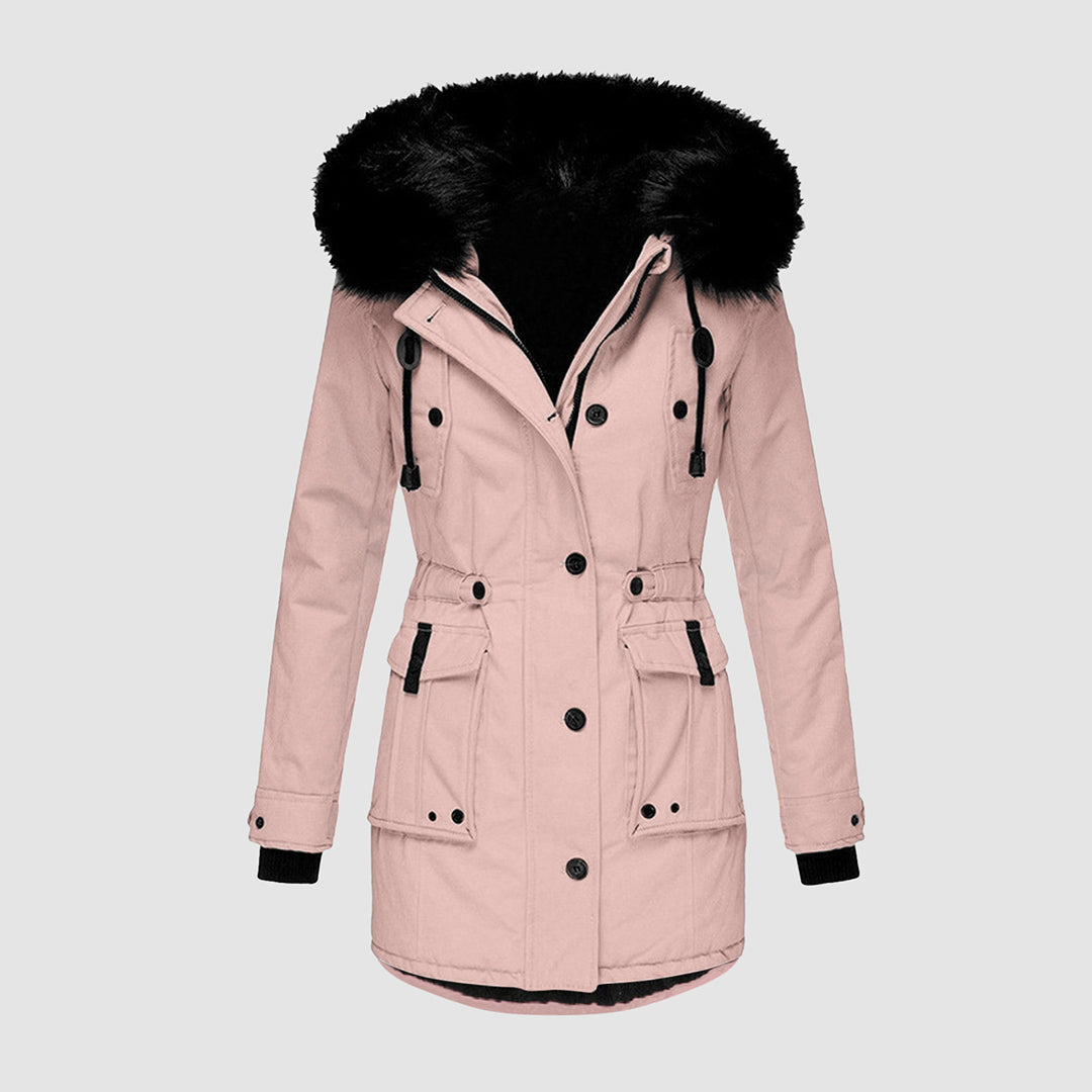 Parka Coat - Women's Warm Hooded Fur Lined Winter Jacket-Grace Aura