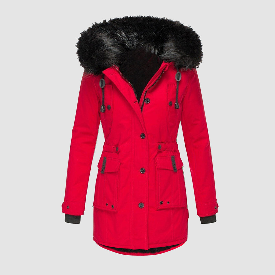 Parka Coat - Women's Warm Hooded Fur Lined Winter Jacket-Grace Aura