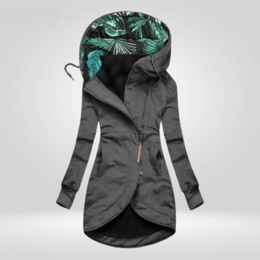 Parka Jacket - Women's Mid Length Hooded Zip-Up Jacket for Autumn -Grace Aura