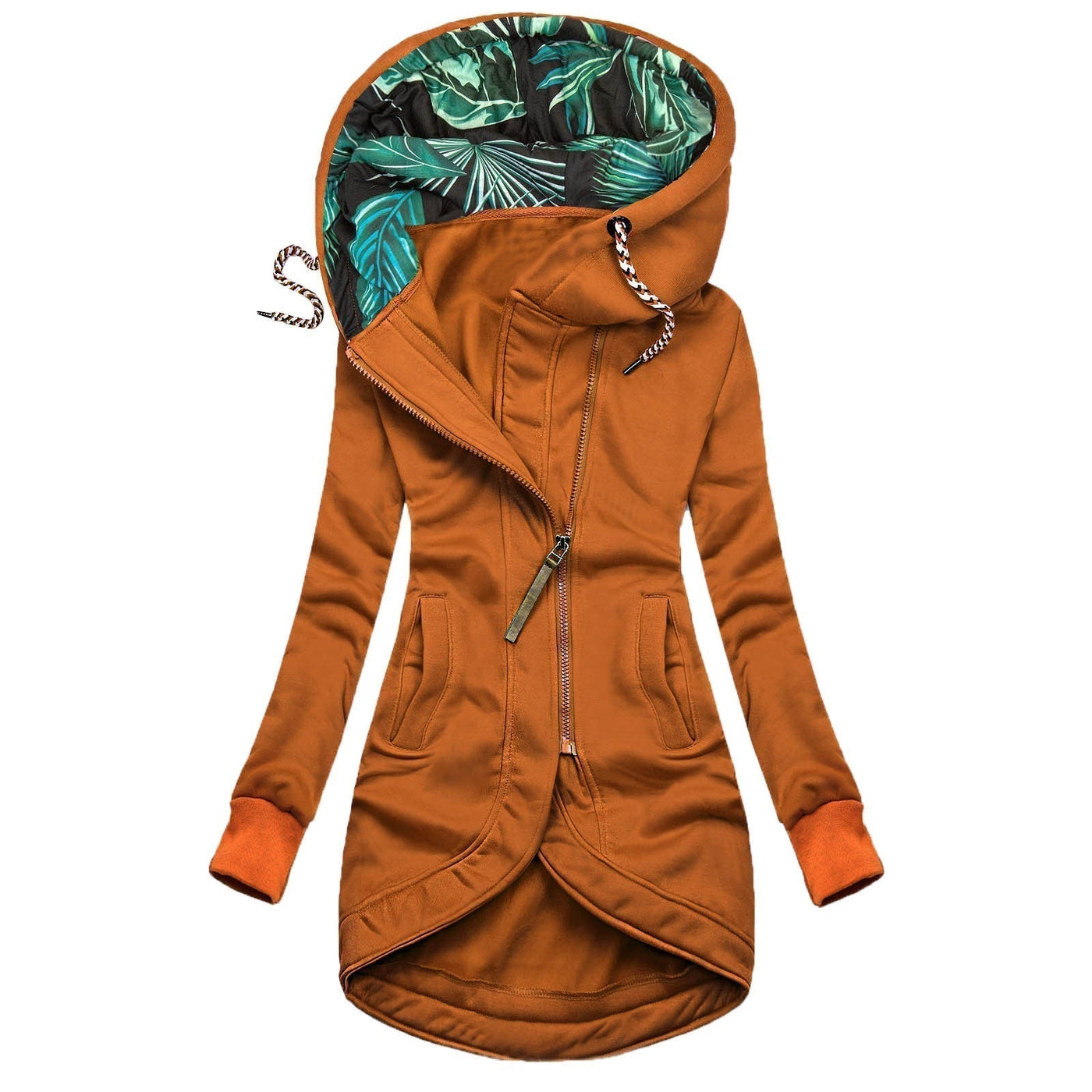 Parka Jacket - Women's Mid Length Hooded Zip-Up Jacket for Autumn -Grace Aura