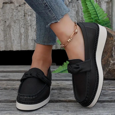 Platform Loafers, Round Toe, Comfortable, Slip On Shoes, Women's Shoes-Grace Aura