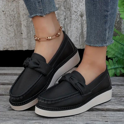 Platform Loafers, Round Toe, Comfortable, Slip On Shoes, Women's Shoes-Grace Aura