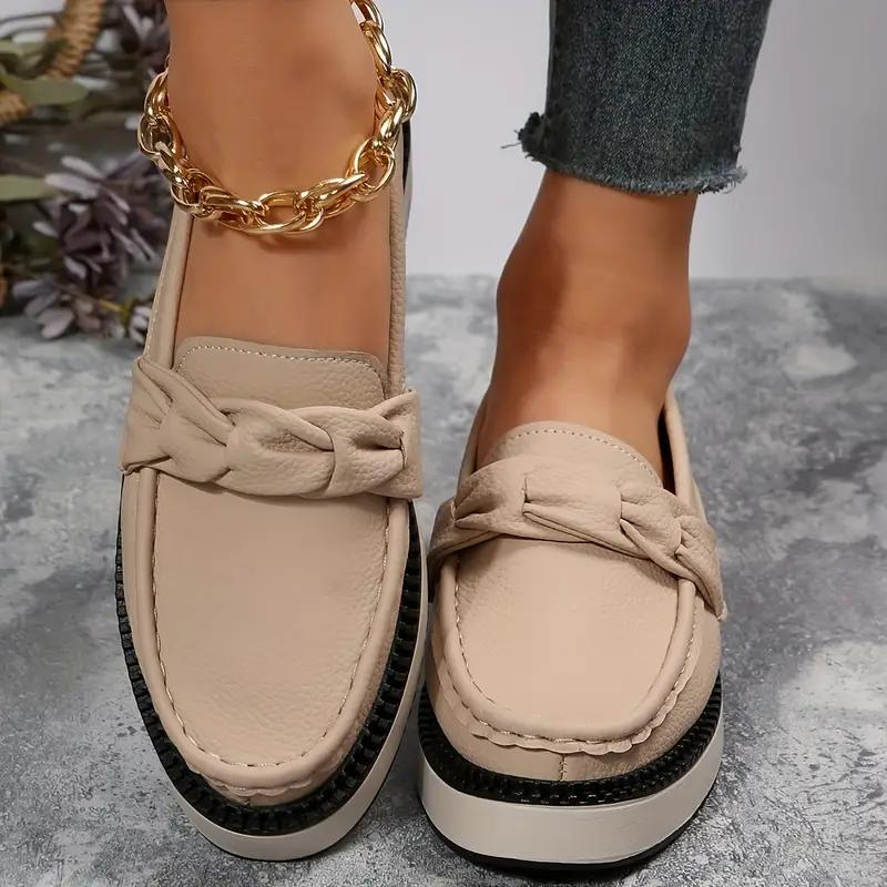 Platform Loafers, Round Toe, Comfortable, Slip On Shoes, Women's Shoes-Grace Aura