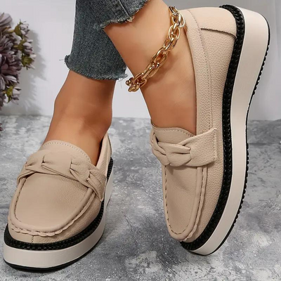 Platform Loafers, Round Toe, Comfortable, Slip On Shoes, Women's Shoes-Grace Aura