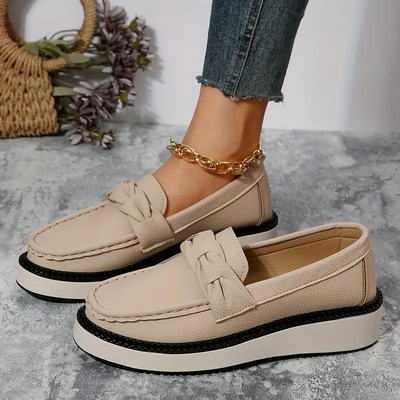 Platform Loafers, Round Toe, Comfortable, Slip On Shoes, Women's Shoes-Grace Aura
