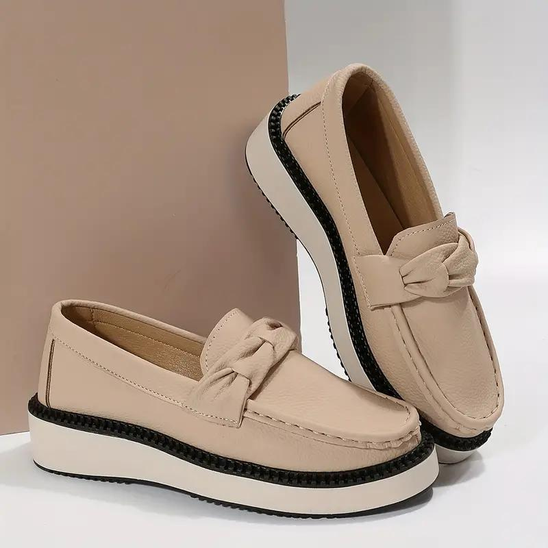 Platform Loafers, Round Toe, Comfortable, Slip On Shoes, Women's Shoes-Grace Aura