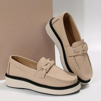 Platform Loafers, Round Toe, Comfortable, Slip On Shoes, Women's Shoes-Grace Aura