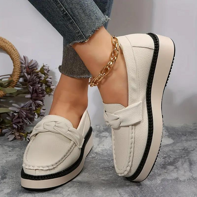 Platform Loafers, Round Toe, Comfortable, Slip On Shoes, Women's Shoes-Grace Aura