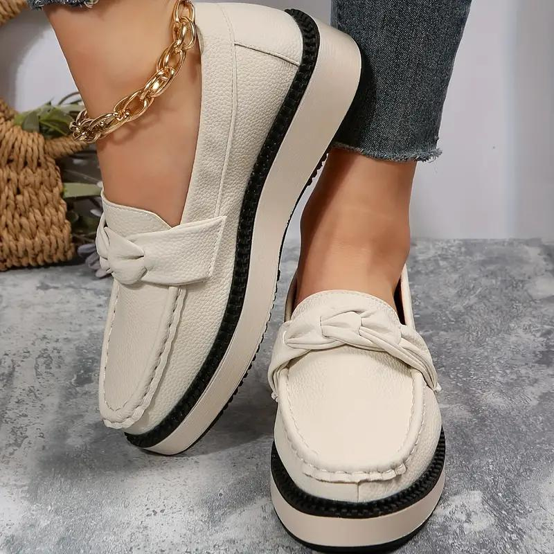 Platform Loafers, Round Toe, Comfortable, Slip On Shoes, Women's Shoes-Grace Aura