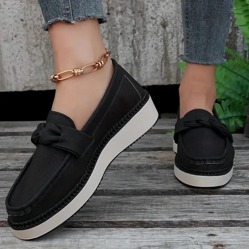 Platform Loafers, Round Toe, Comfortable, Slip On Shoes, Women's Shoes-Grace Aura