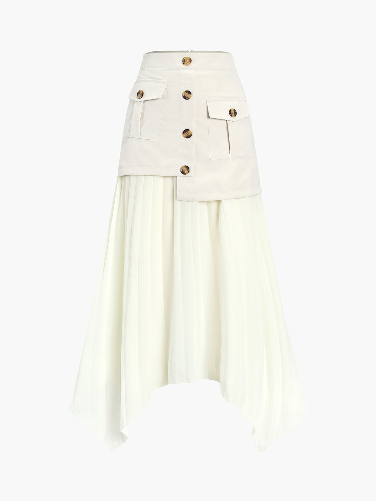 Pleated Skirt - Asymmetrical - High Waist - Midi Skirt - Plisse Skirt-Grace Aura