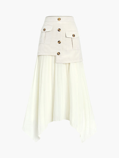 Pleated Skirt - Asymmetrical - High Waist - Midi Skirt - Plisse Skirt-Grace Aura