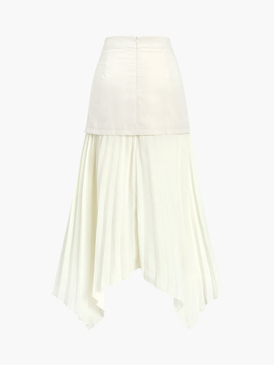 Pleated Skirt - Asymmetrical - High Waist - Midi Skirt - Plisse Skirt-Grace Aura
