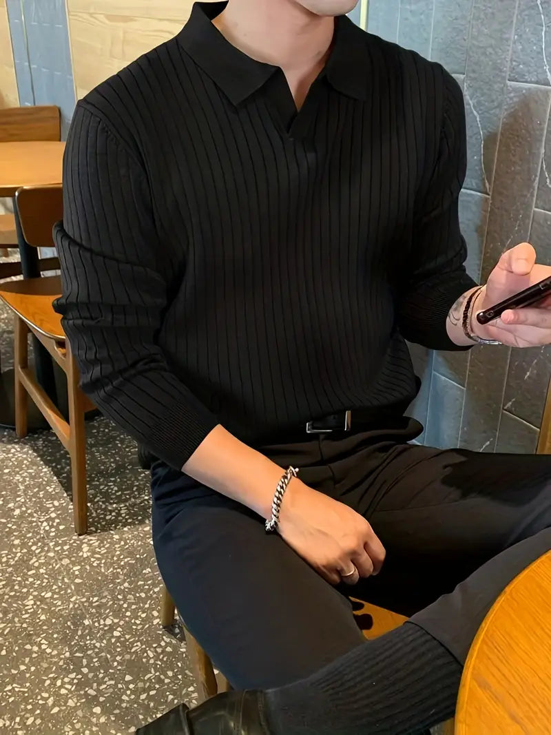 Polo Jumper | Collared | Smart Casual | Knitted Sweater | Men's Clothing-Grace Aura