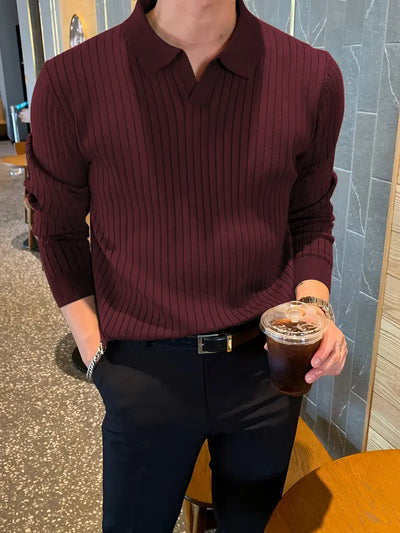 Polo Jumper | Collared | Smart Casual | Knitted Sweater | Men's Clothing-Grace Aura