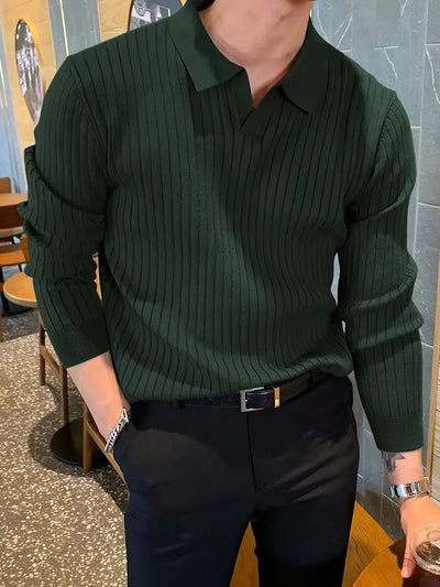 Polo Jumper | Collared | Smart Casual | Knitted Sweater | Men's Clothing-Grace Aura