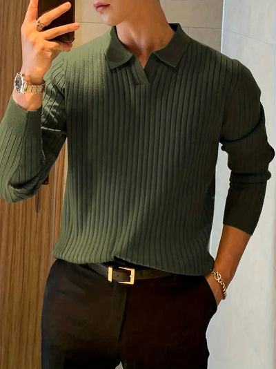 Polo Jumper | Collared | Smart Casual | Knitted Sweater | Men's Clothing-Grace Aura