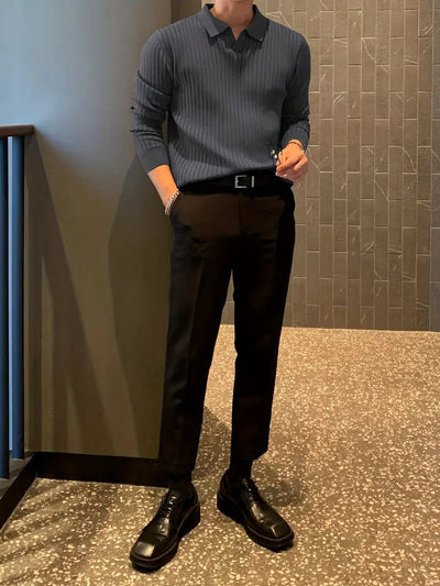 Polo Jumper | Collared | Smart Casual | Knitted Sweater | Men's Clothing-Grace Aura