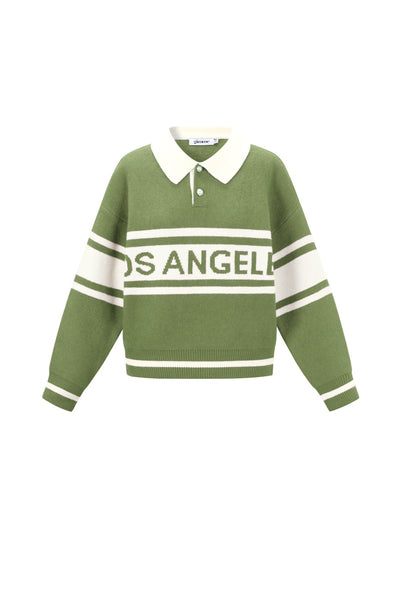 Polo Jumper - Los Angeles - Collared - Knitted Sweater - Women's Knitwear-Grace Aura