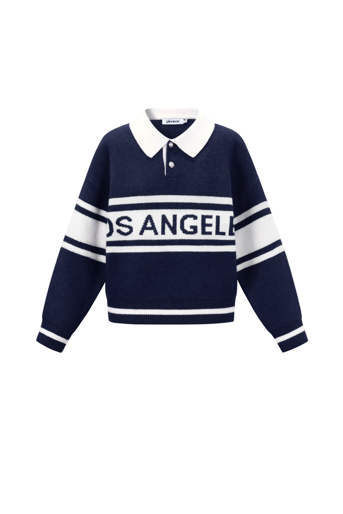 Polo Jumper - Los Angeles - Collared - Knitted Sweater - Women's Knitwear-Grace Aura