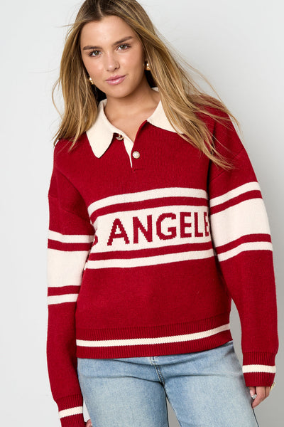 Polo Jumper - Los Angeles - Collared - Knitted Sweater - Women's Knitwear-Grace Aura