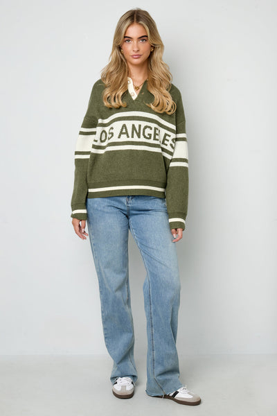 Polo Jumper - Los Angeles - Collared - Knitted Sweater - Women's Knitwear-Grace Aura