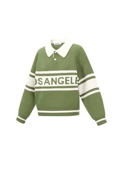Polo Jumper - Los Angeles - Collared - Knitted Sweater - Women's Knitwear-Grace Aura