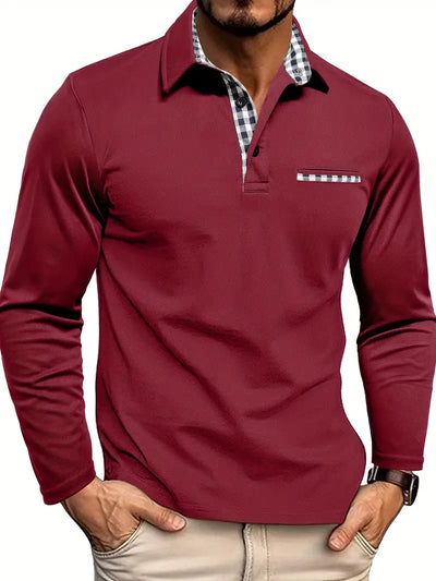 Polo Shirt | Collared | Regular Fit | Long Sleeve Polo Shirts | Men's Clothing-Grace Aura