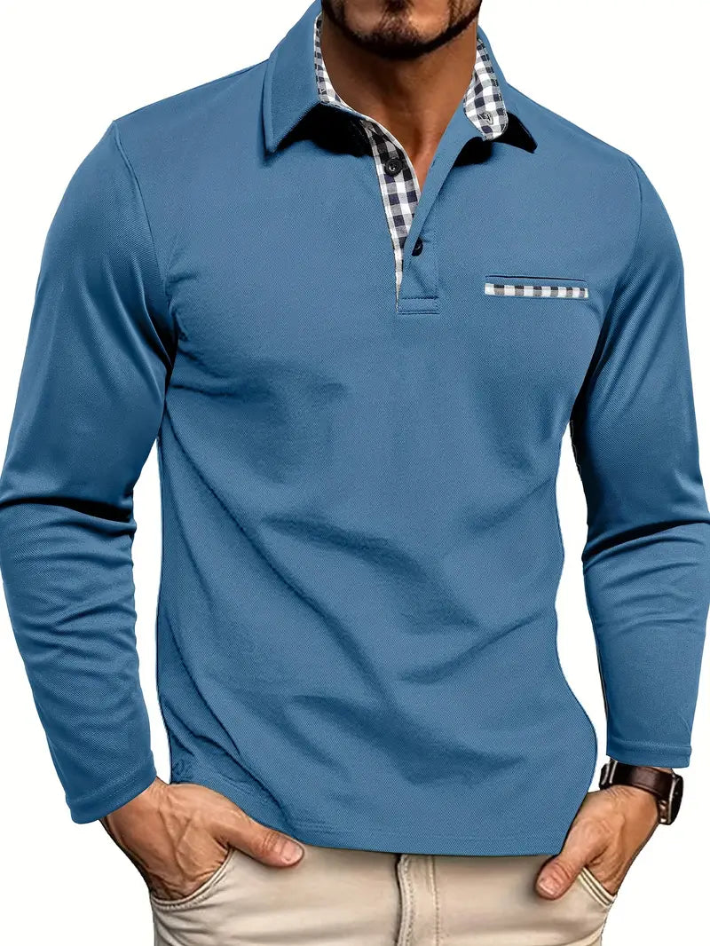 Polo Shirt | Collared | Regular Fit | Long Sleeve Polo Shirts | Men's Clothing-Grace Aura