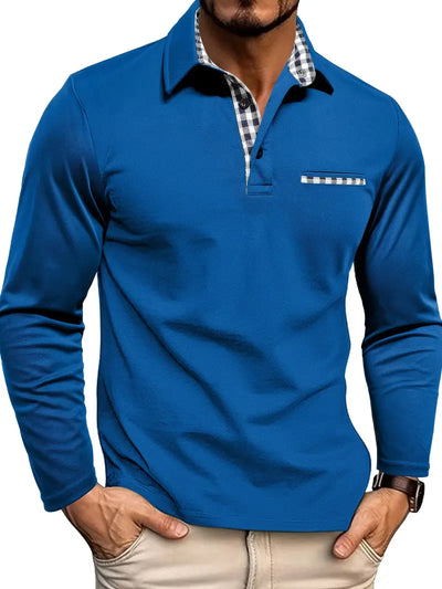 Polo Shirt | Collared | Regular Fit | Long Sleeve Polo Shirts | Men's Clothing-Grace Aura