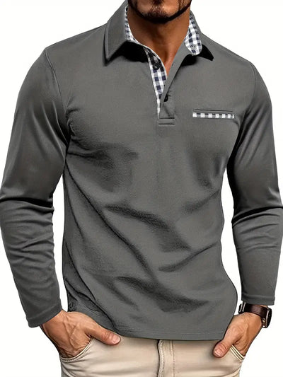 Polo Shirt | Collared | Regular Fit | Long Sleeve Polo Shirts | Men's Clothing-Grace Aura