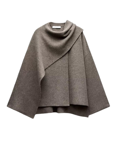 Poncho Coat - Woolen - Autumn - Poncho Cape - Ladies Overcoat-Grace Aura