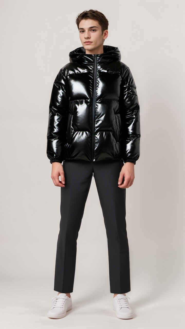 Puffer Jacket - Shiny - Hooded - Padded Jacket - Men's Winter Jacket-Grace Aura
