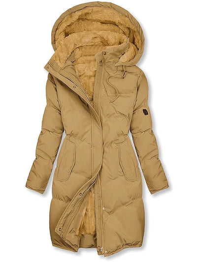 Puffer Jacket - Women's Warm Hooded Long Padded Winter Coat-Grace Aura