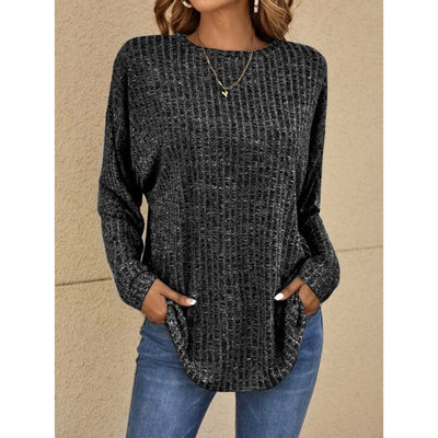 Pullover Sweater - Women's Loose Fit Crew Neck Knit Long Sleeve Top-Grace Aura