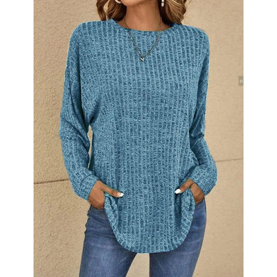 Pullover Sweater - Women's Loose Fit Crew Neck Knit Long Sleeve Top-Grace Aura