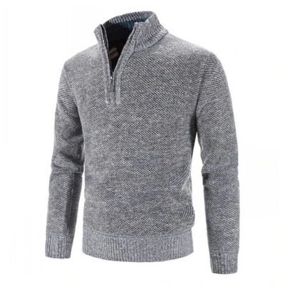 Quarter Zip Jumper - Knitted - High Neck - Half Zip Sweater - Men's Knit Sweater-Grace Aura