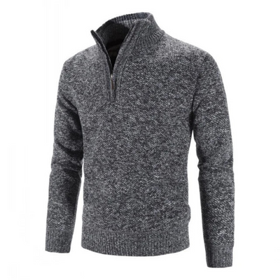 Quarter Zip Jumper - Knitted - High Neck - Half Zip Sweater - Men's Knit Sweater-Grace Aura