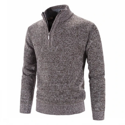 Quarter Zip Jumper - Knitted - High Neck - Half Zip Sweater - Men's Knit Sweater-Grace Aura