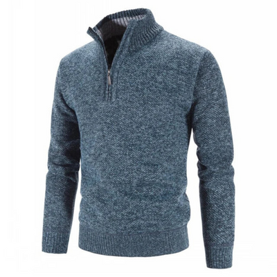 Quarter Zip Jumper - Knitted - High Neck - Half Zip Sweater - Men's Knit Sweater-Grace Aura