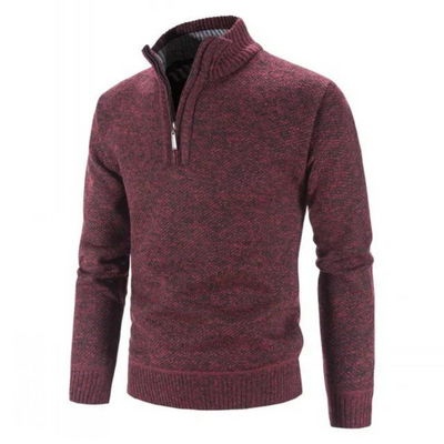 Quarter Zip Jumper - Knitted - High Neck - Half Zip Sweater - Men's Knit Sweater-Grace Aura