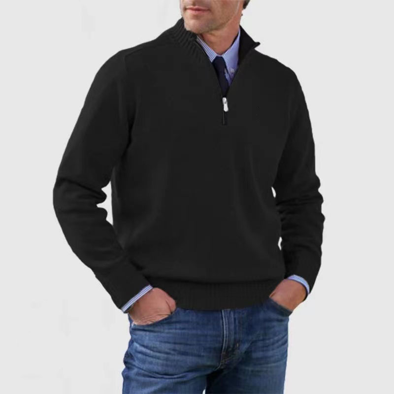 Quarter-Zip Jumper - Knitted - Pullover - Polo Jumper - Men's Half-Zip Sweater -Grace Aura