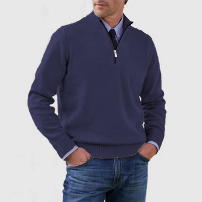 Quarter-Zip Jumper - Knitted - Pullover - Polo Jumper - Men's Half-Zip Sweater -Grace Aura