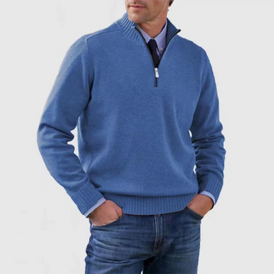 Quarter-Zip Jumper - Knitted - Pullover - Polo Jumper - Men's Half-Zip Sweater -Grace Aura