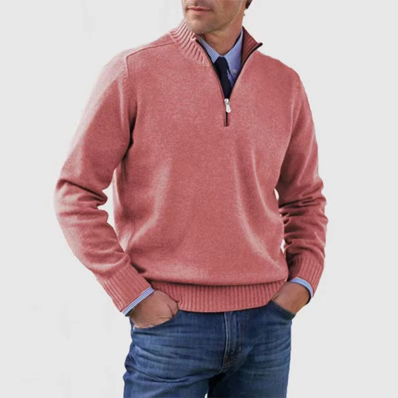 Quarter-Zip Jumper - Knitted - Pullover - Polo Jumper - Men's Half-Zip Sweater -Grace Aura