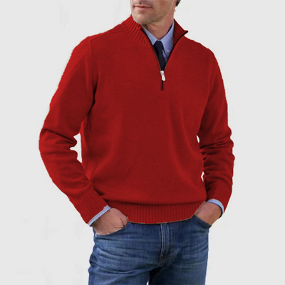 Quarter-Zip Jumper - Knitted - Pullover - Polo Jumper - Men's Half-Zip Sweater -Grace Aura
