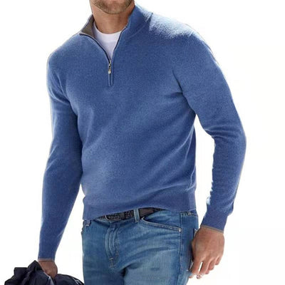 Quarter-Zip Jumper - Men's Knitted Half-Zip Pullover Sweater-Grace Aura