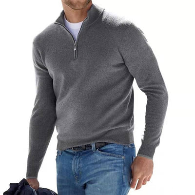 Quarter-Zip Jumper - Men's Knitted Half-Zip Pullover Sweater-Grace Aura