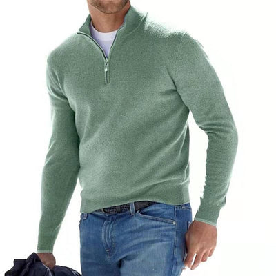 Quarter-Zip Jumper - Men's Knitted Half-Zip Pullover Sweater-Grace Aura