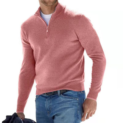 Quarter-Zip Jumper - Men's Knitted Half-Zip Pullover Sweater-Grace Aura
